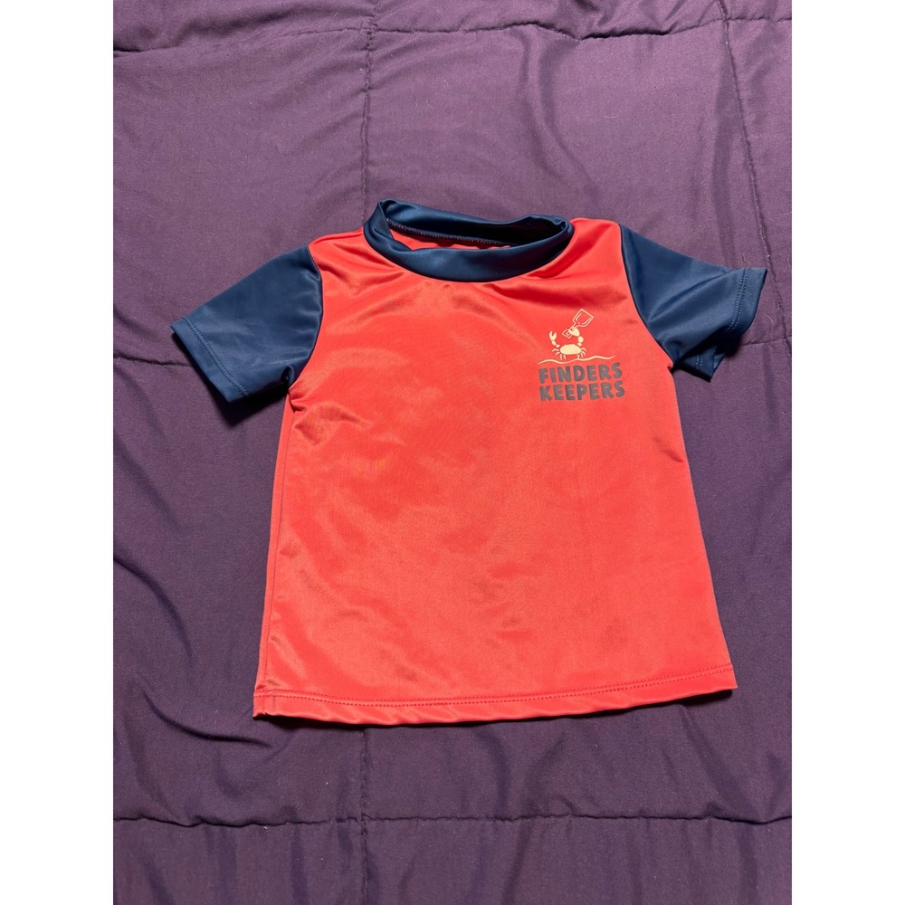 Wonderly Kids Finders Keepers Crab Rash Guard Swim Shirt Red Navy 3T